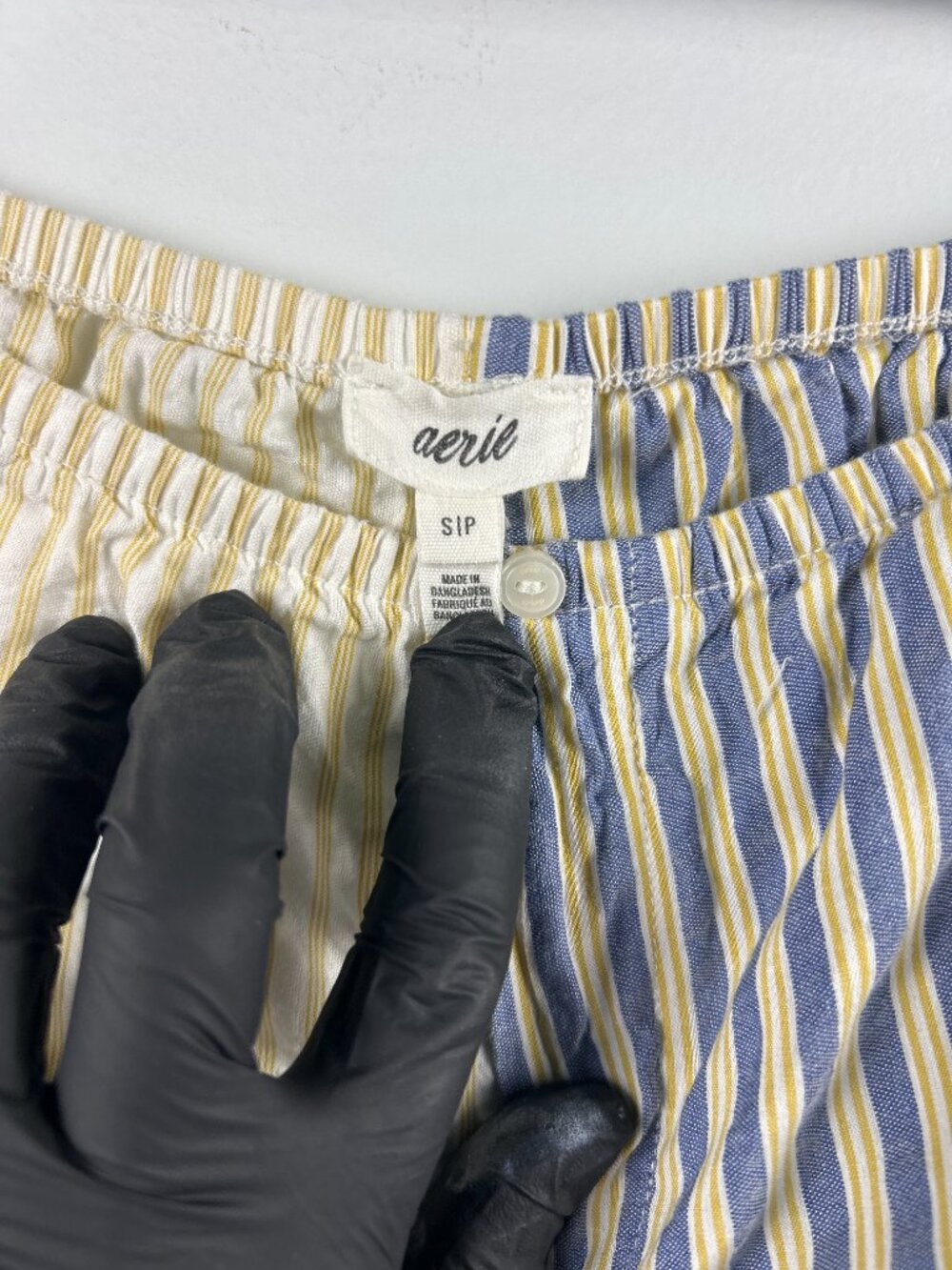 Aerie Striped Lounge Shorts Blue & Yellow Seersucker Pajama Shorts S/P - Picture 3 of 5